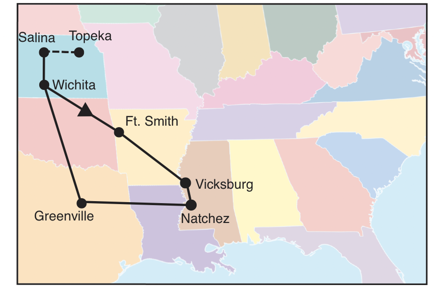 Autumn in the Antebellum South Tour Map